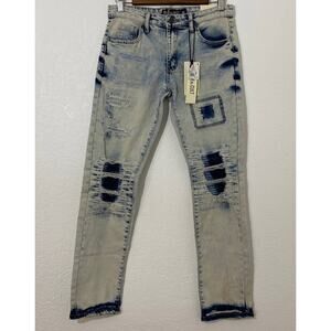 NWT Blue Cult Size 32X30 Men Light Blue Denim Distressed Pants Streetwear Casual